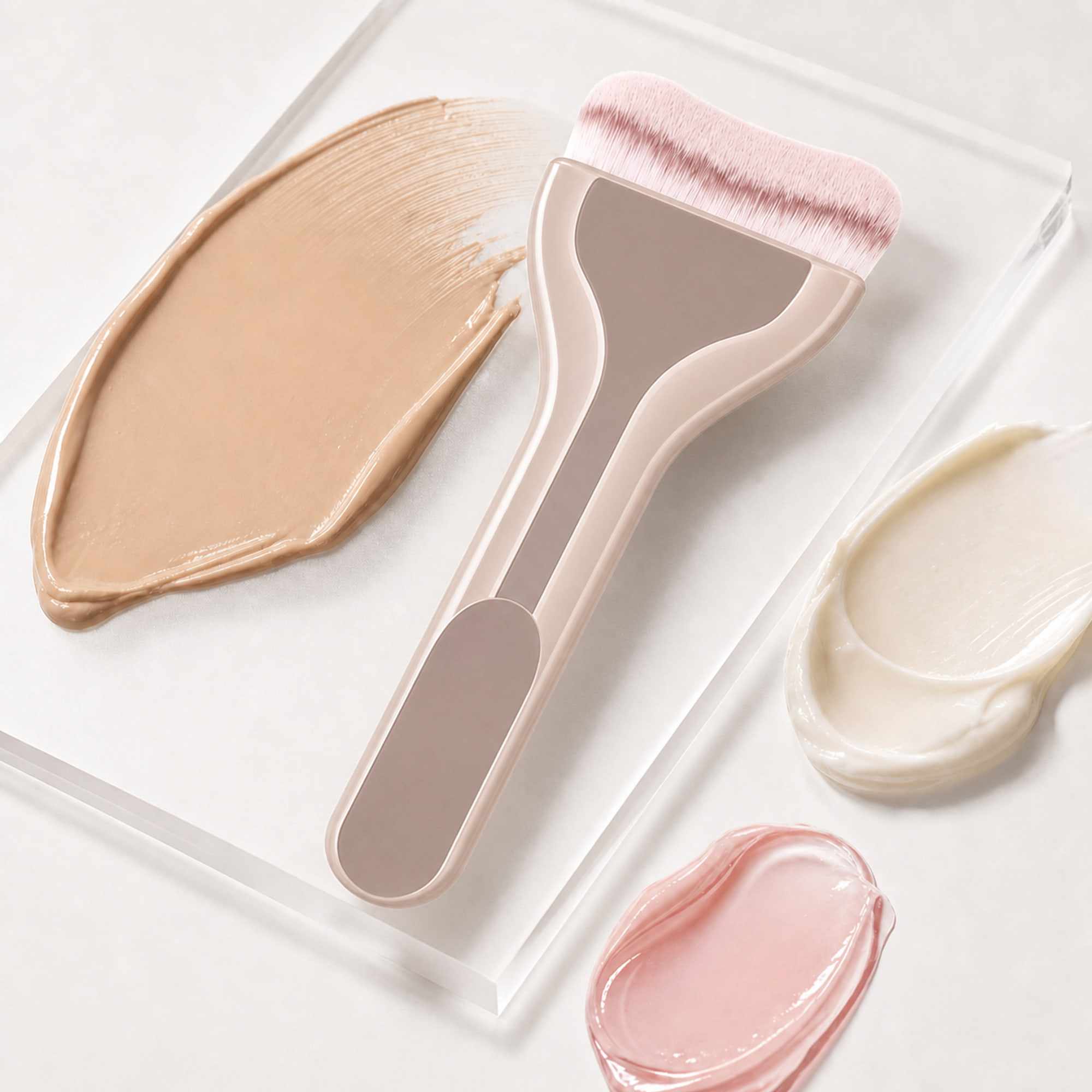 Brocha Facial Beige con Cerdas Suaves, Aplicador de Maquillaje para Base, Mascarillas y Skincare Spa - imagen 5